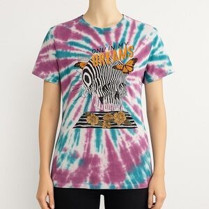 Chemistry Shirt Womens Large Purple Blue Tie Dye Tee Skull‎ Casual Hippie Lounge